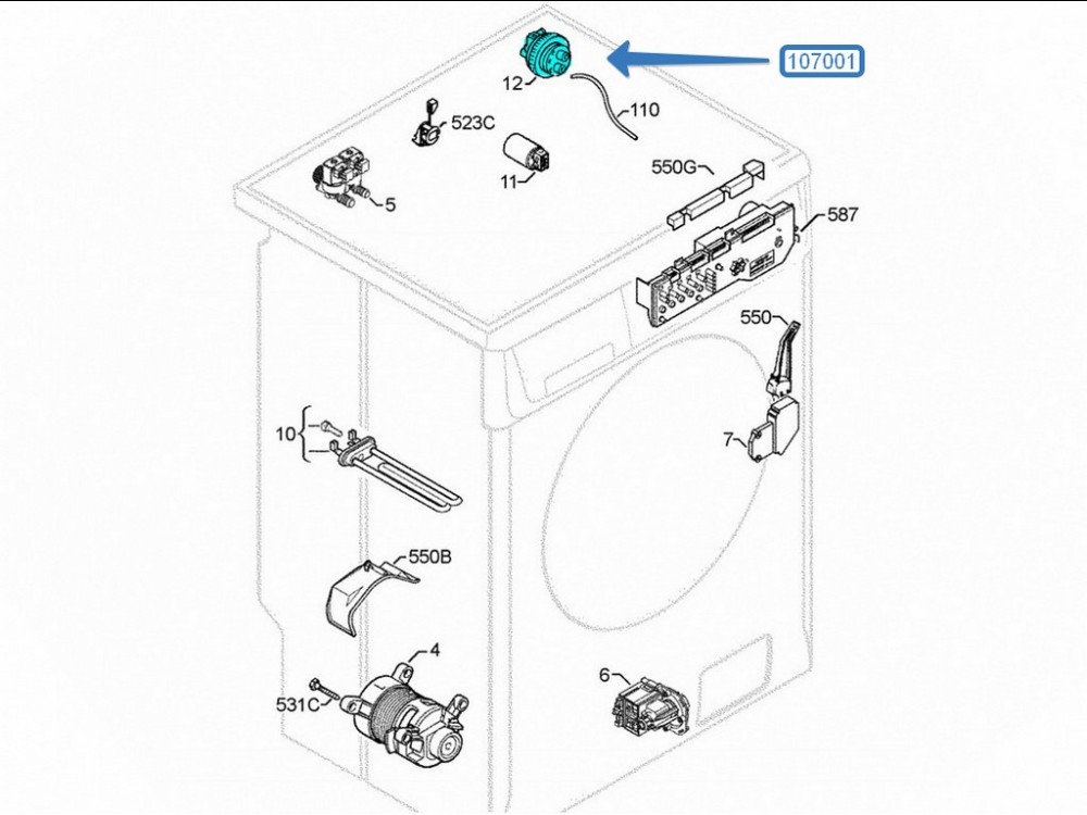Реле уровня воды (прессостат) стиральных машин Zanussi, Rex-Electrolux (132364840)