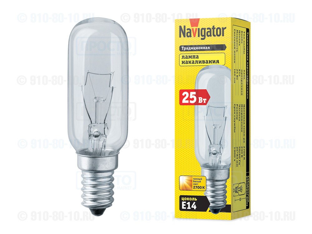 Лампа накаливания 25W для холодильников, для вытяжек (NI-T25L-25-230-E14-CL)