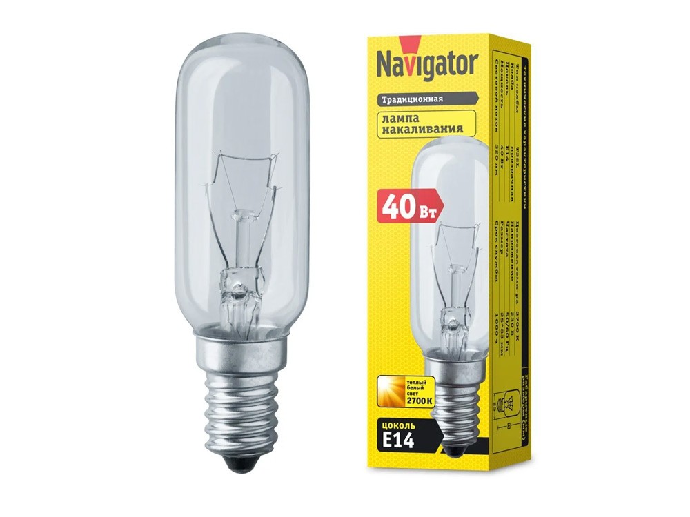 Лампа накаливания 40W для вытяжек (NI-T25L-40-230-E14-CL)